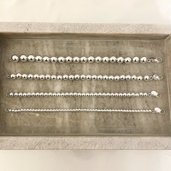 925 Sterling Silver Bead Bracelet 8 mm Ball Bracelet Large Round Bracelet - Picture 5 of 5